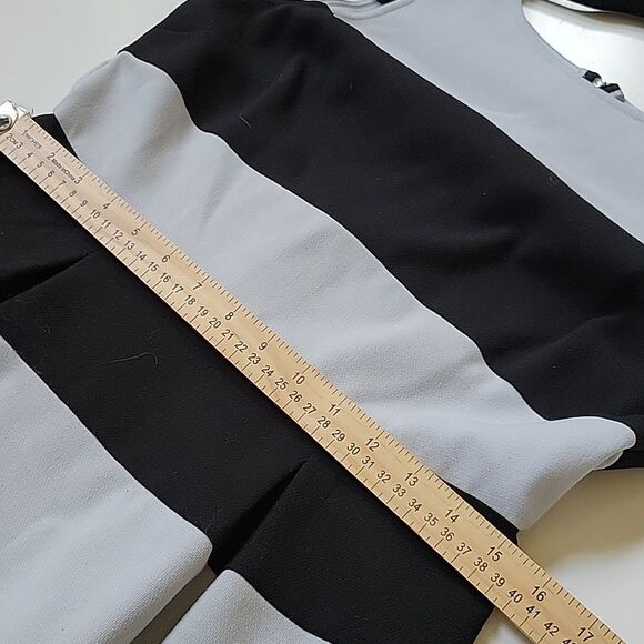 LOFT 6P BLACK BLUE COLOR BLOCK SHEATH STRETCH SLEEVELESS DRESS ANN 6 PETITE - Picture 4 of 9